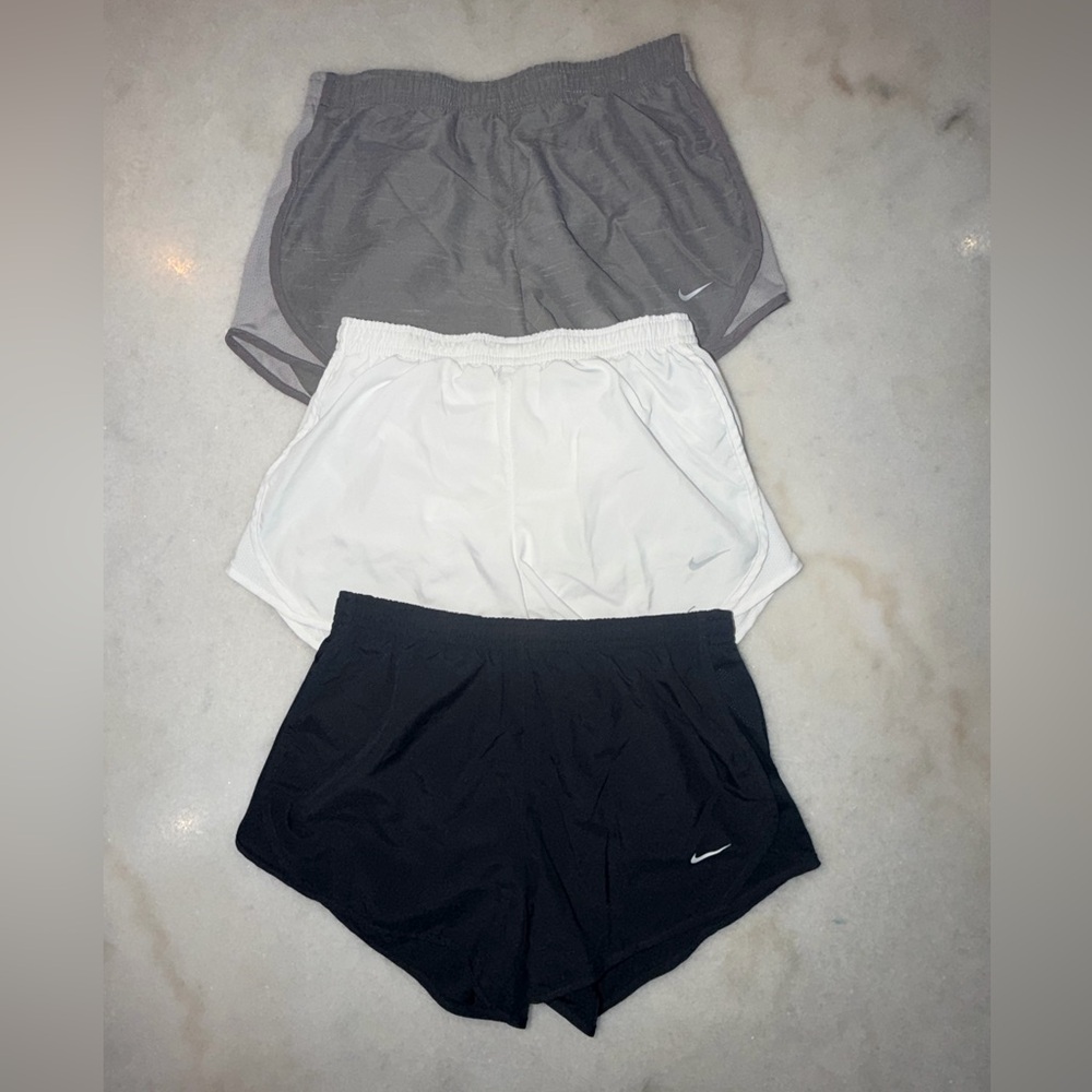 Nike Women’s Athletic Shorts 3-Pack — Gray, White, Black Bundle youth medium